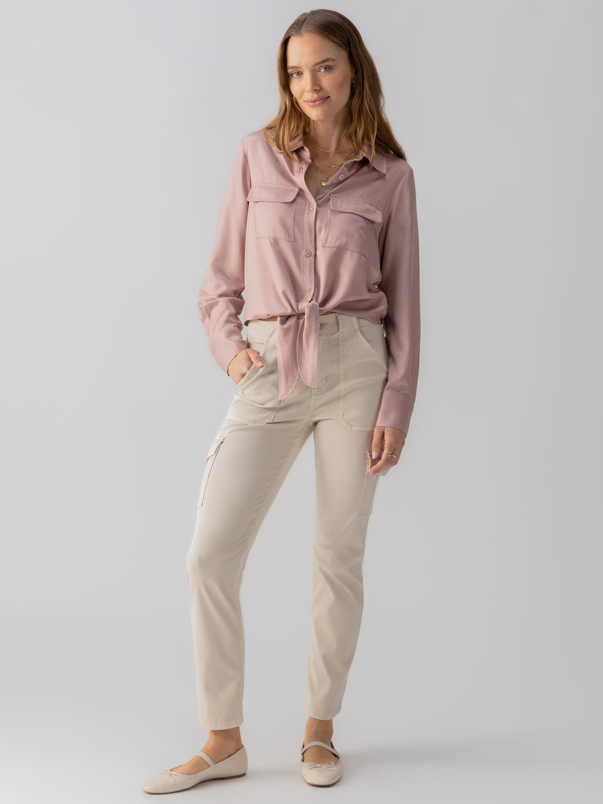 Sculpted Hayden Standard Rise Cargo Pant Toasted Almond