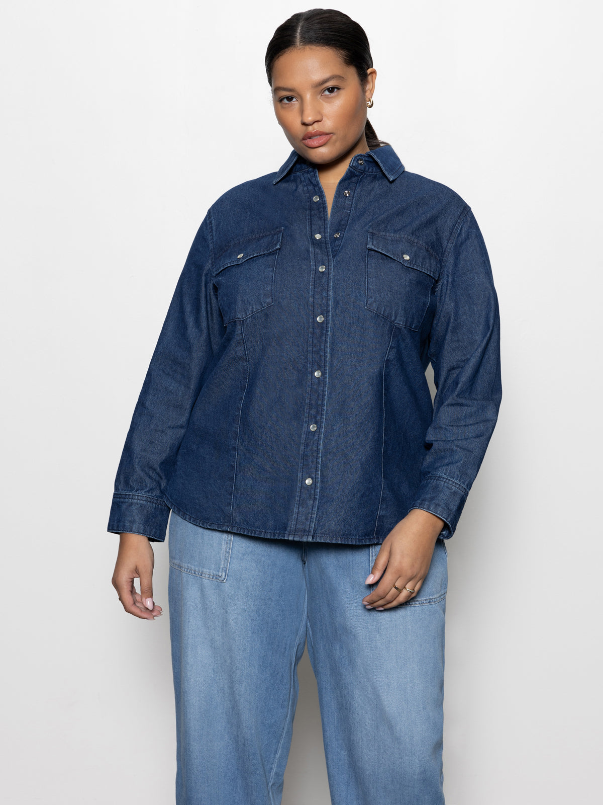 The Denim Western Shirt Blue Slate Inclusive Collection