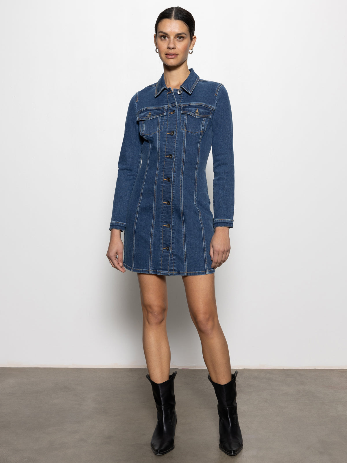 Sculpted Denim Mini Dress Royalty