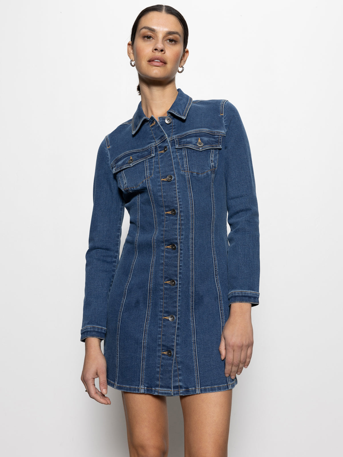 Sculpted Denim Mini Dress Royalty