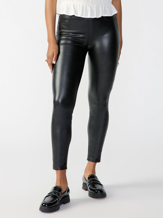 High Waist Leather Look Leggings Black - Alexandra – Catwalk Clothing