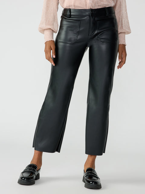high waisted leather pants  Wide leg cropped pants, High waisted