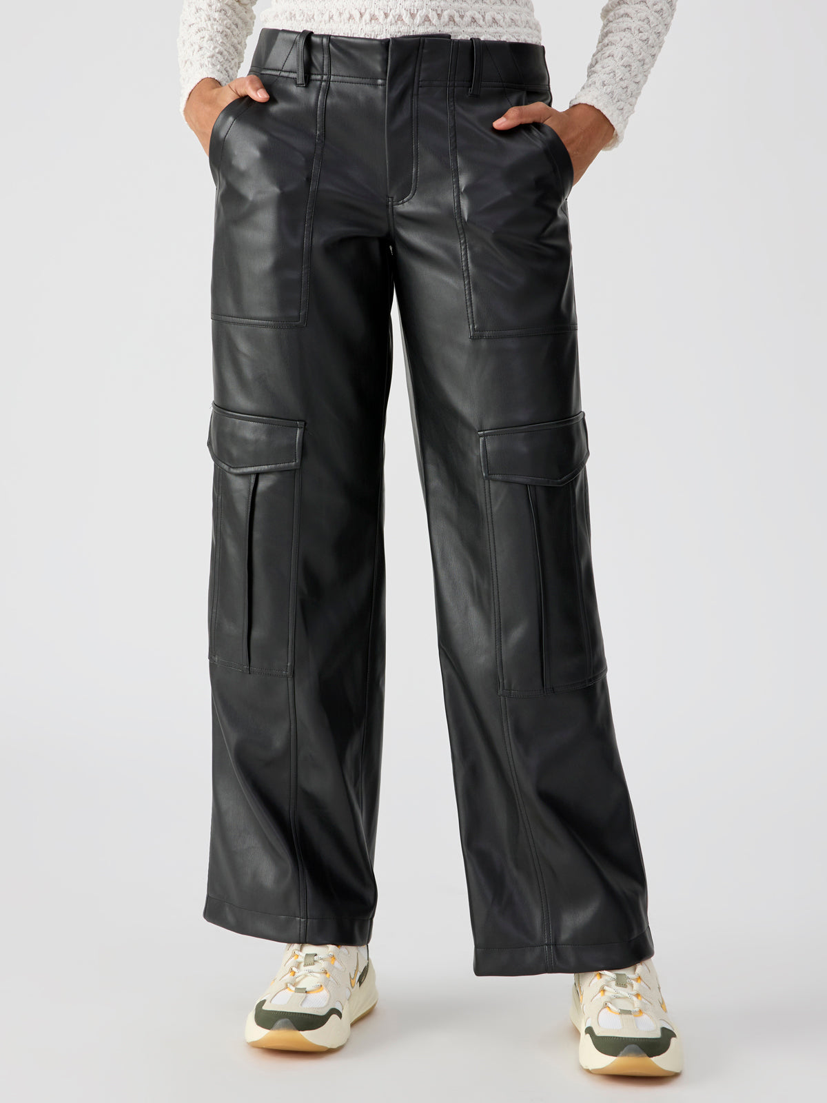 Vegan Leather Cargo Pant - Black – Coastal Bloom