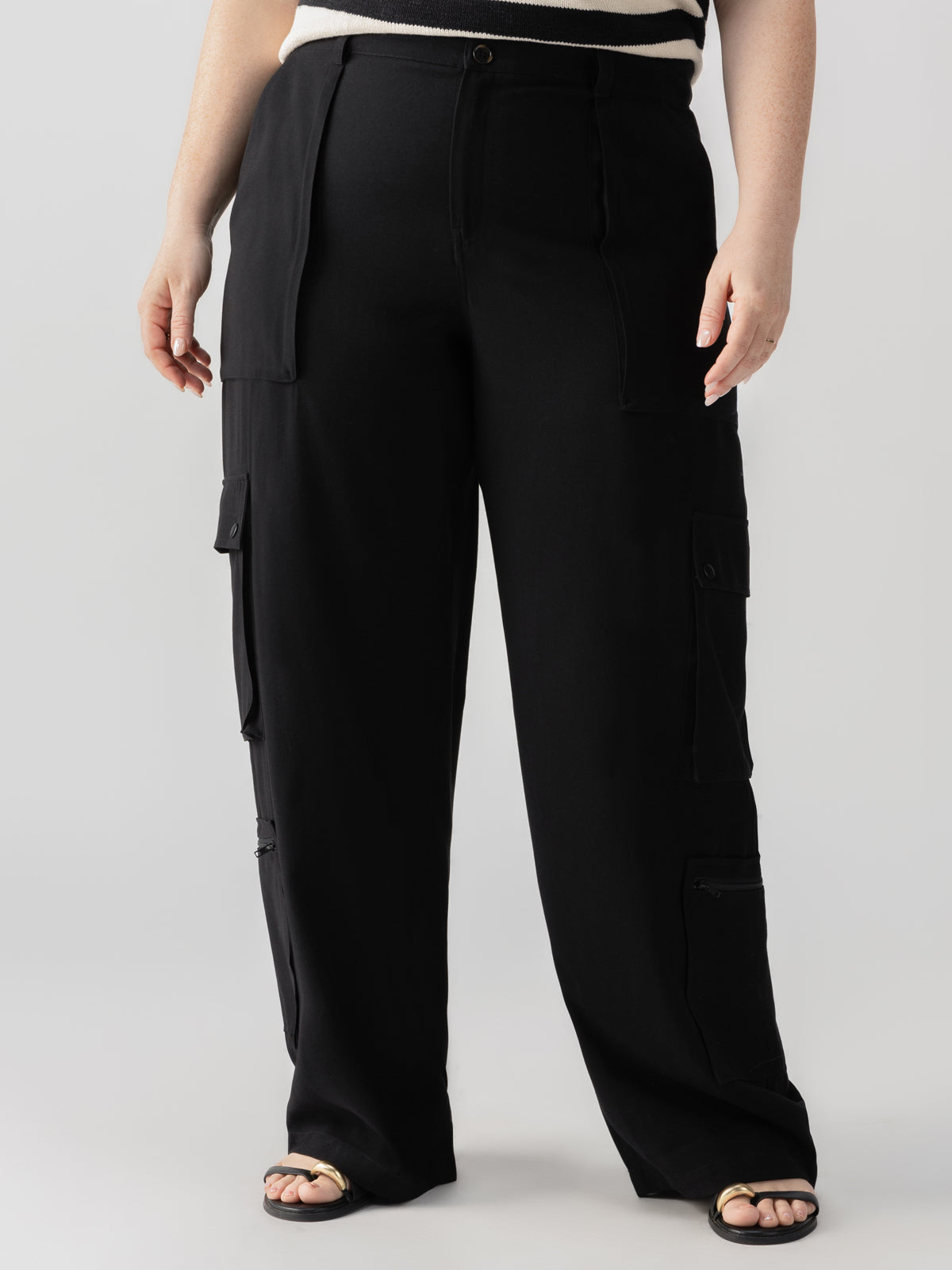 OTT Semi-High Rise Cargo Pant Black Inclusive Collection