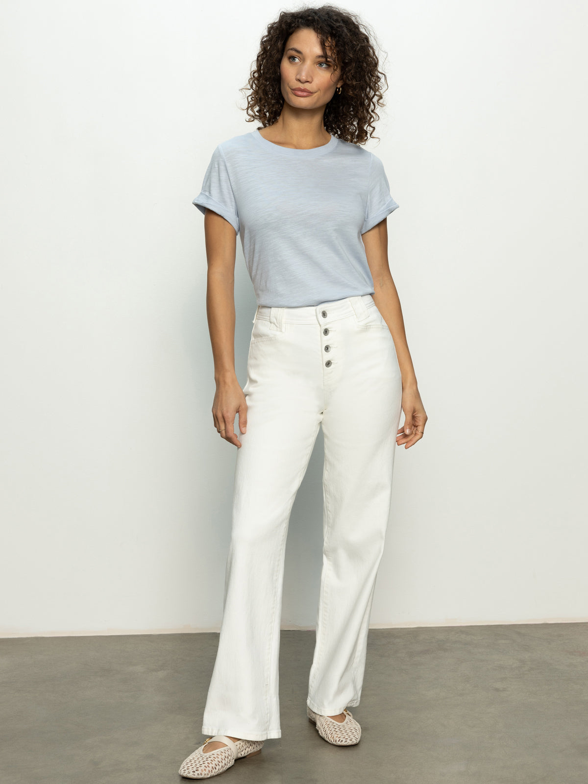 Luna Cuffed Jeans Bleached White