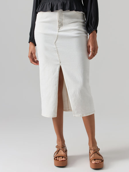 Denim High-Waist Midi Skirt in Holton Wash: Western Edition