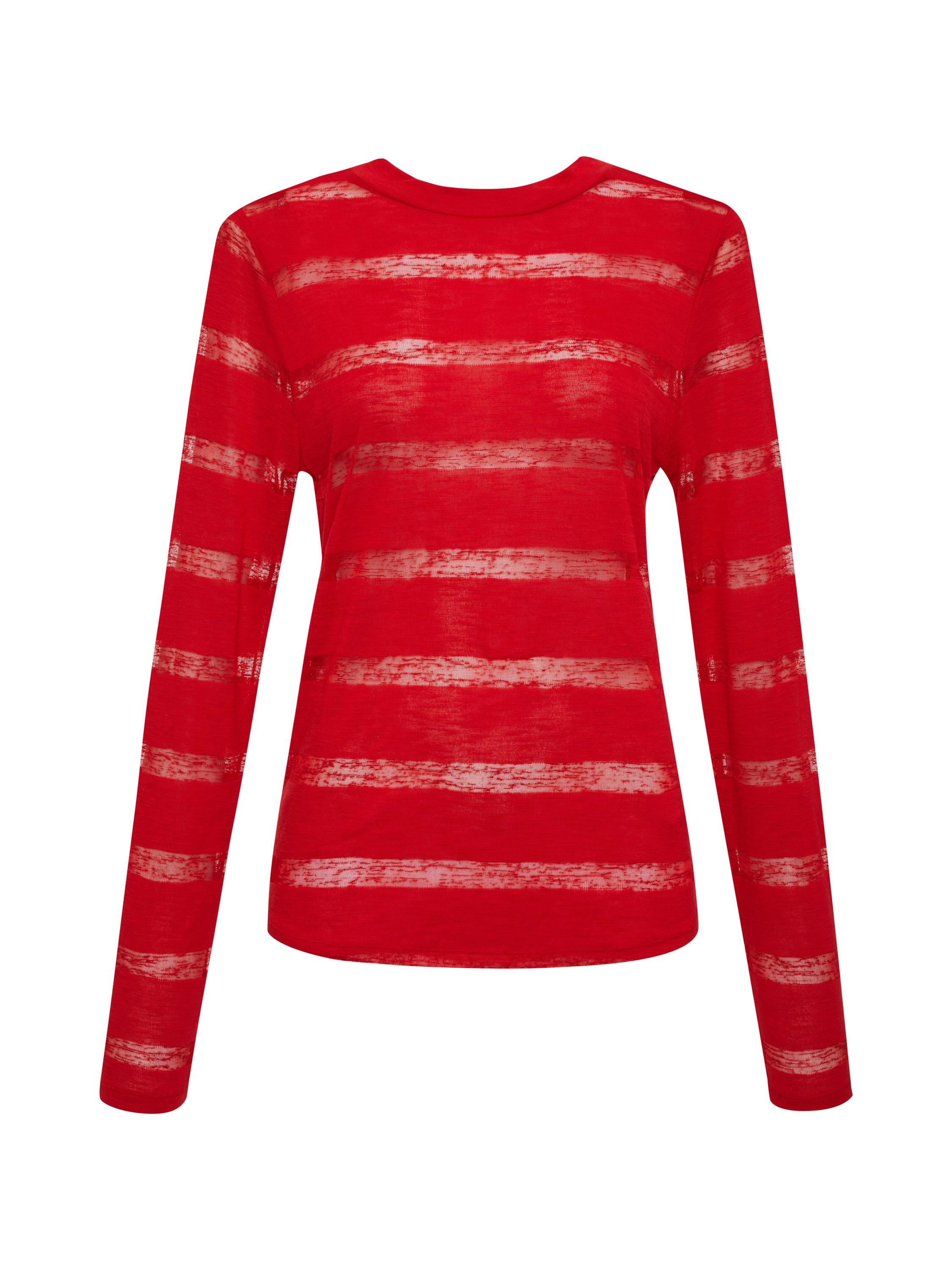 Semi Sheer Stripe Tee Mars Red