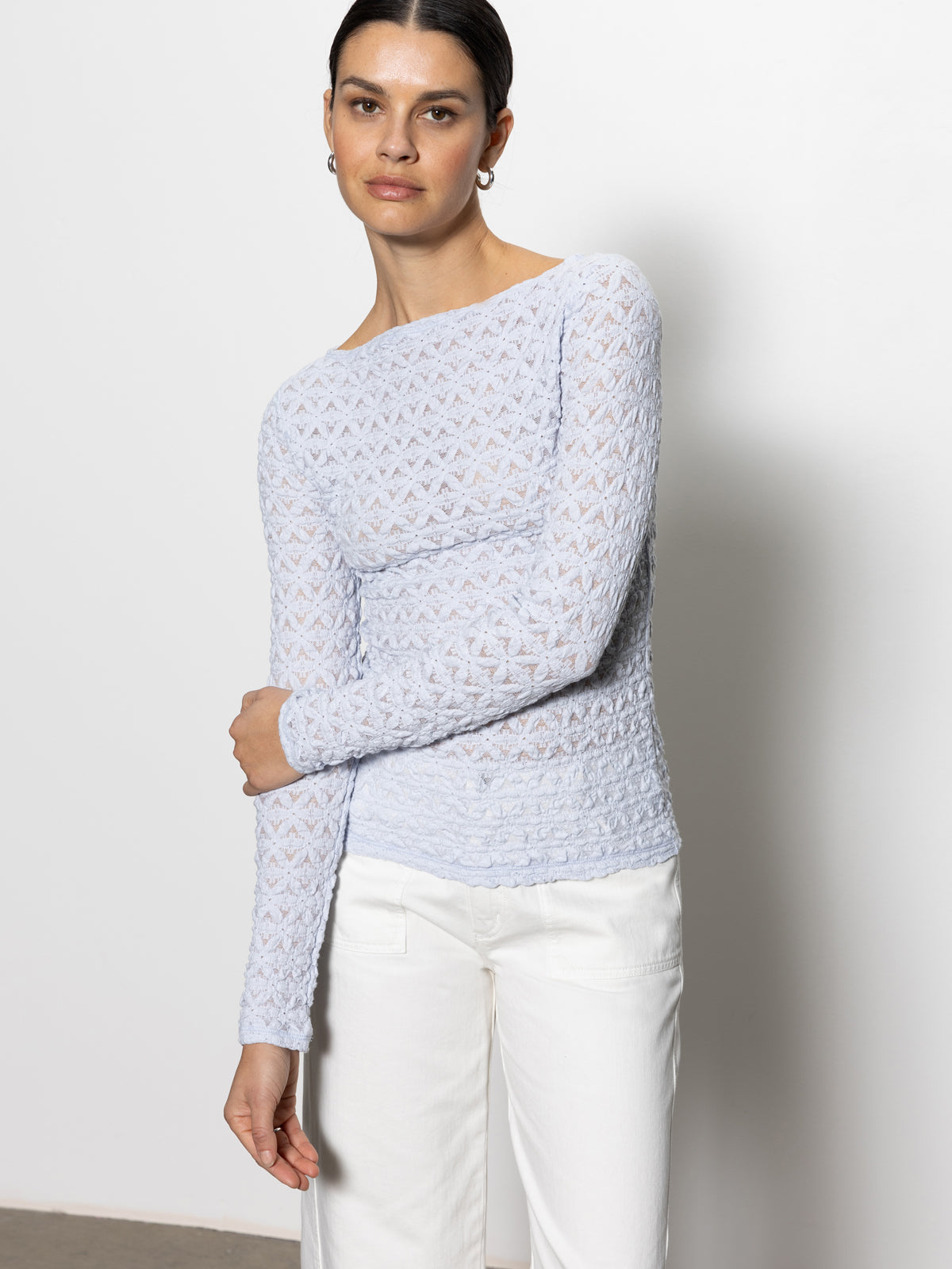 Long Sleeve Boatneck T-Shirt Sky Blue