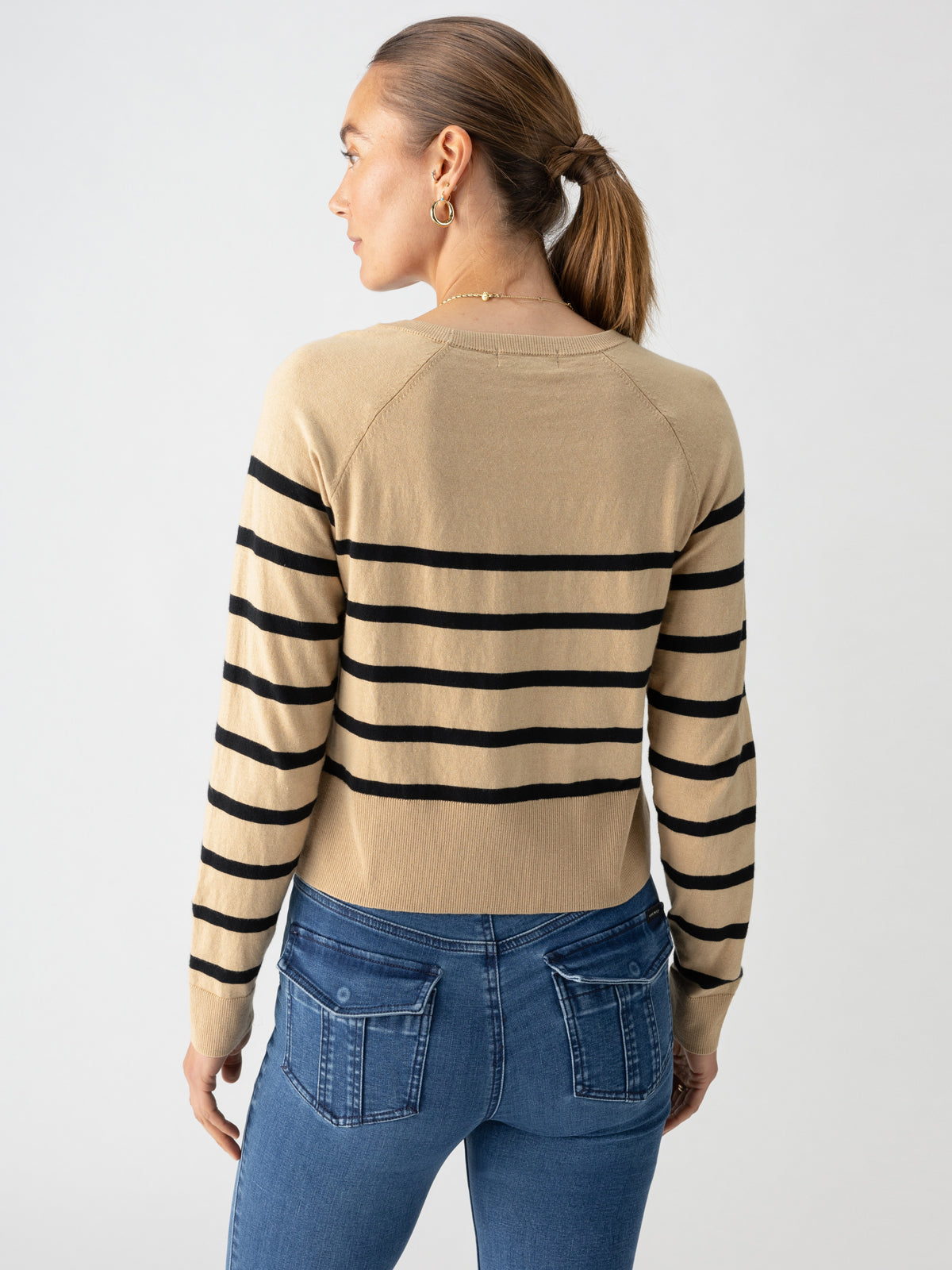 All Day Long Sweater True Khaki Black Stripe