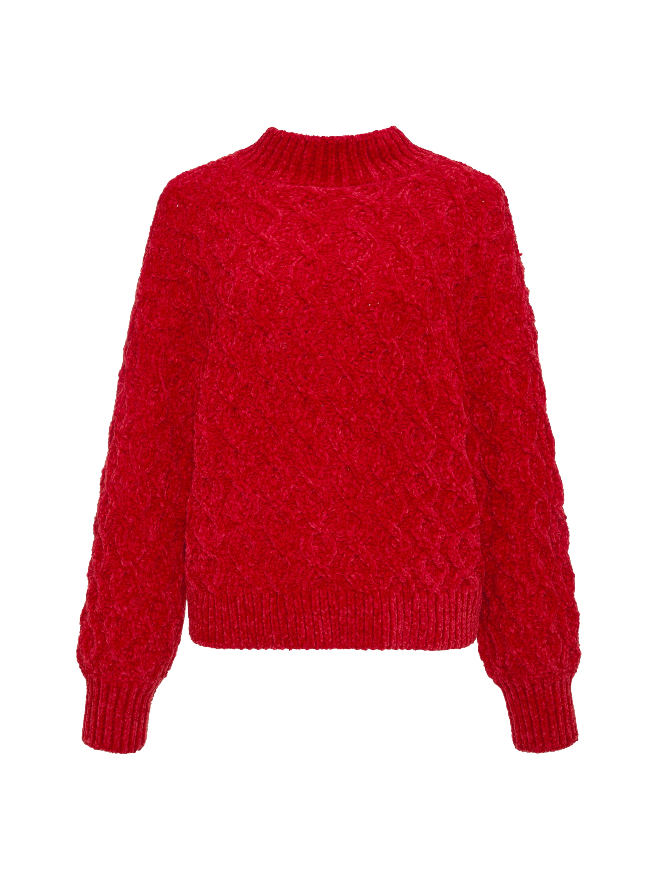 Cable Mock Neck Sweater Mars Red