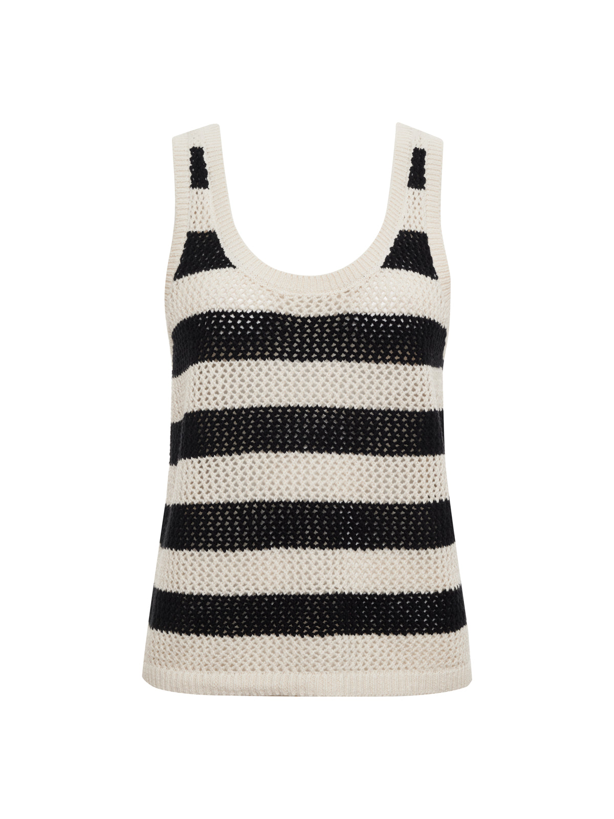 Mesh Stitch Shell Sweater Black Chalk Stripe