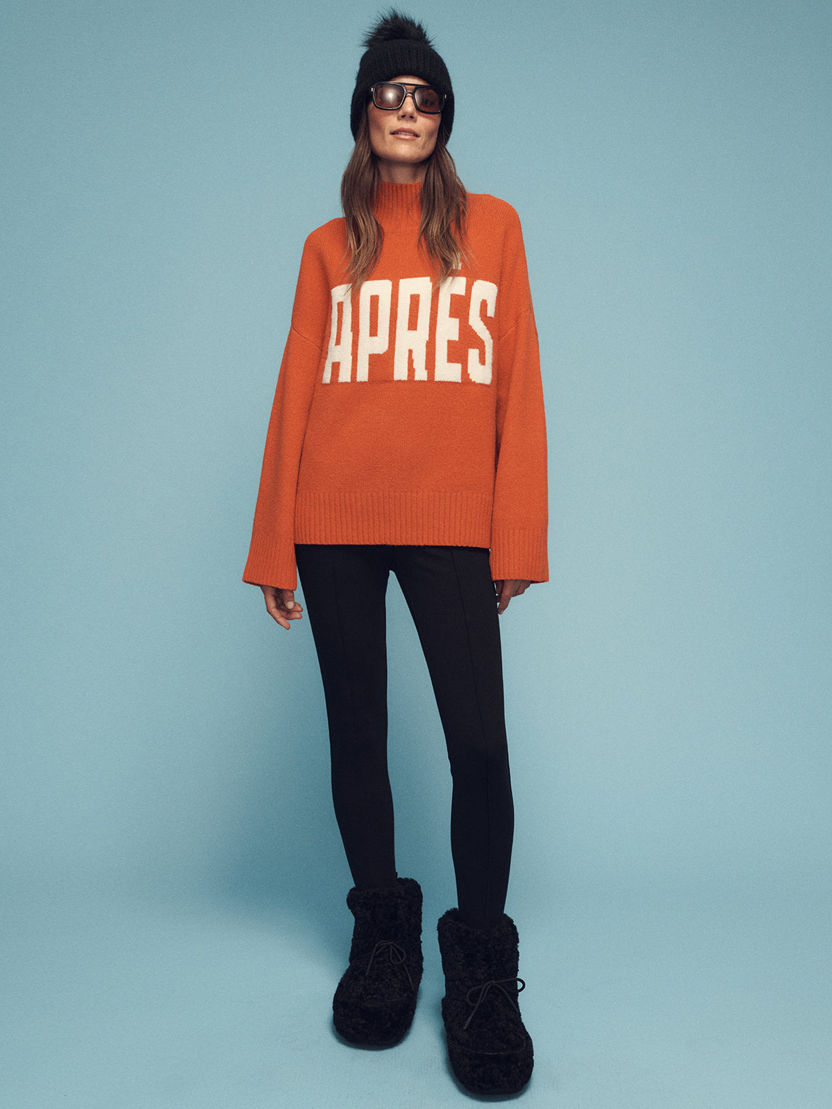 Apres Intarsia Logo Sweater Ski Orange/ Chalk