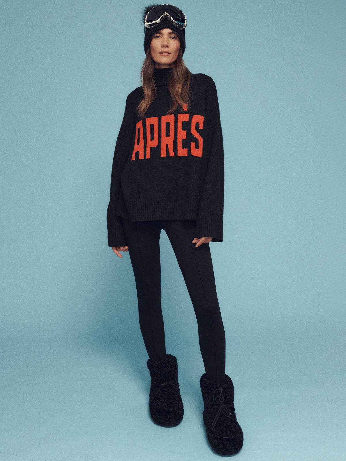 Apres Intarsia Logo Sweater Black/ Mars Red