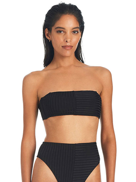 Chance Green Ribbed Bandeau Bikini Top