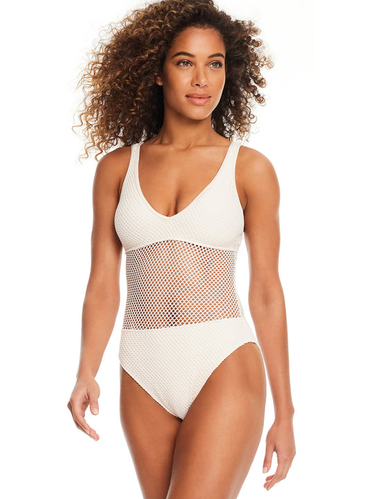 Sea Crochet Scoop Neck One Piece Swimsuit White Sand Sanctuary