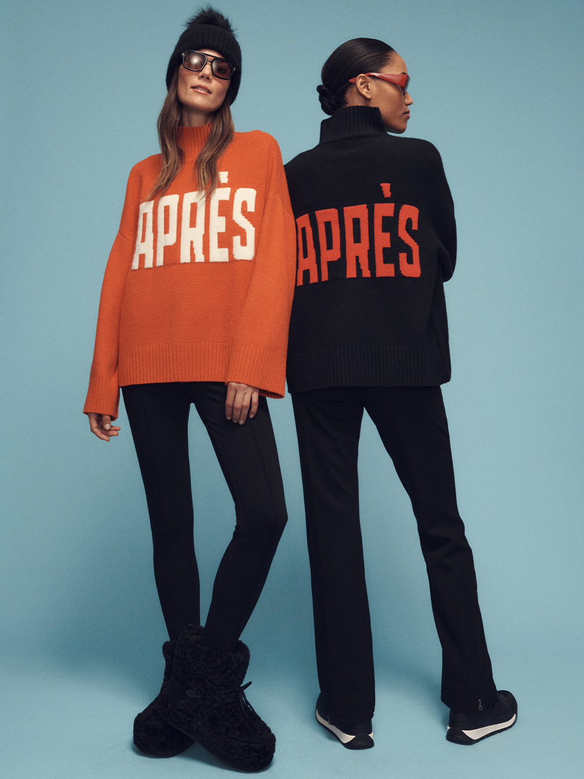 Apres Intarsia Logo Sweater Black/ Mars Red